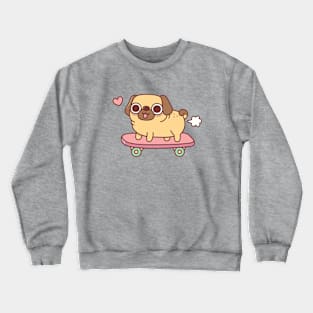 Cute Farting Pug On Skateboard Funny Crewneck Sweatshirt